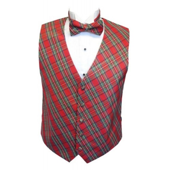 Plaid tuxedo vest clearance
