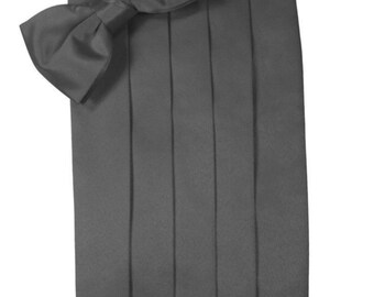 Pewter Gray Tuxedo Cummerbund and Bow Tie Sets in Assorted Patterns