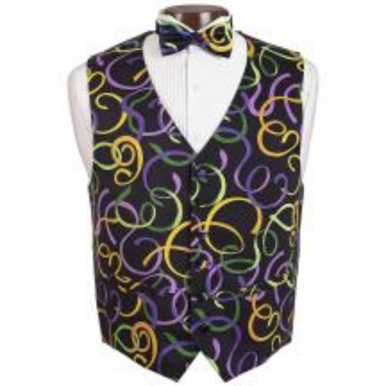 Mardi Gras Fat Tuesday Tuxedo Vest and Bow Tie image 1