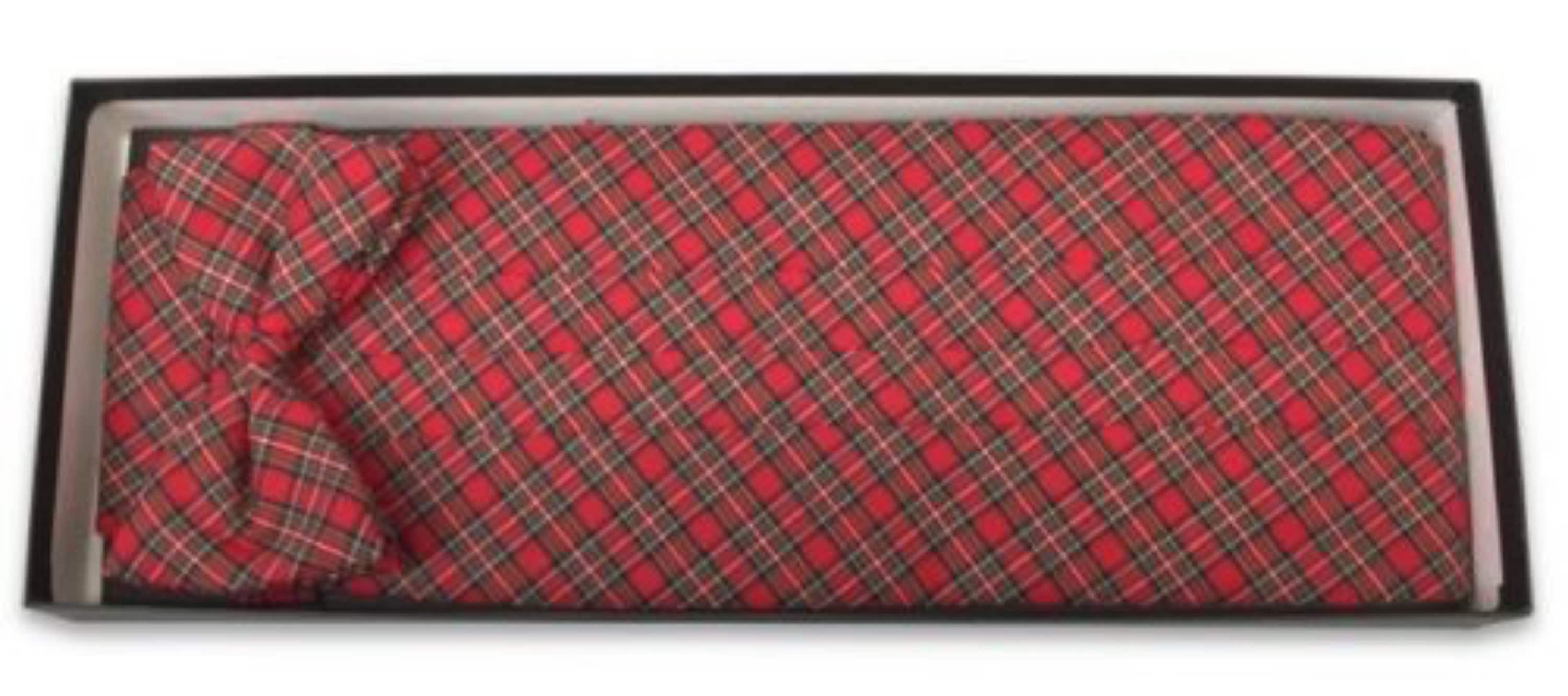 Holiday Red Plaid Cummerbund and Bow Tie Set, Elegant Christmas  display picture 1