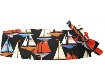 Sailboats Cummerbund and Bow Tie Set