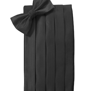 Black Tuxedo Cummerbund and Bow Tie Set, Assorted Patterns, Formal Men’s Accessory Weddings