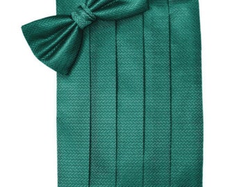 Jade Green Tuxedo Cummerbund and Bow Tie Sets in Assorted Patterns