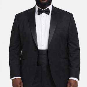 Big and Tall Black Satin Cummerbund and Bow Tie Set, Formalwear Men, Grooms Gift