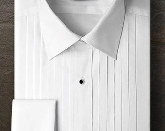 Smokingoverhemd met gespreide kraag, jaren 50 geplooide slim-fit katoenen stof, formele kleding voor heren