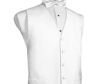 Gilet de smoking blanc et nœud papillon à motifs assortis