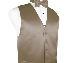 Latte Brown Tuxedo Vest and Bow Tie in Assorted Patterns