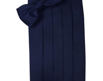 Marine Blue Tuxedo Cummerbund and Bow Tie Sets in Assorted Patterns