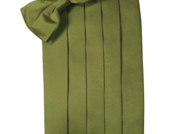 Moss Green Tuxedo Cummerbund and Bow Tie in Assorted Patterns, Formal Wear for Weddings