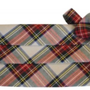 White Royal Stewart Holiday Tartan Plaid Cummerbund and Bow Tie