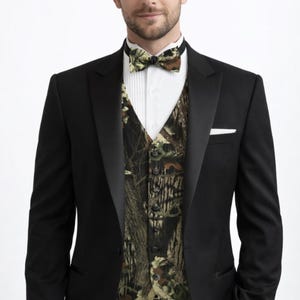 Accessori formali mimetici da cacciatore, set gilet da smoking e papillon, regalo per gli appassionati di caccia