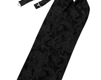 Black Patterned Tuxedo Ascot Tie