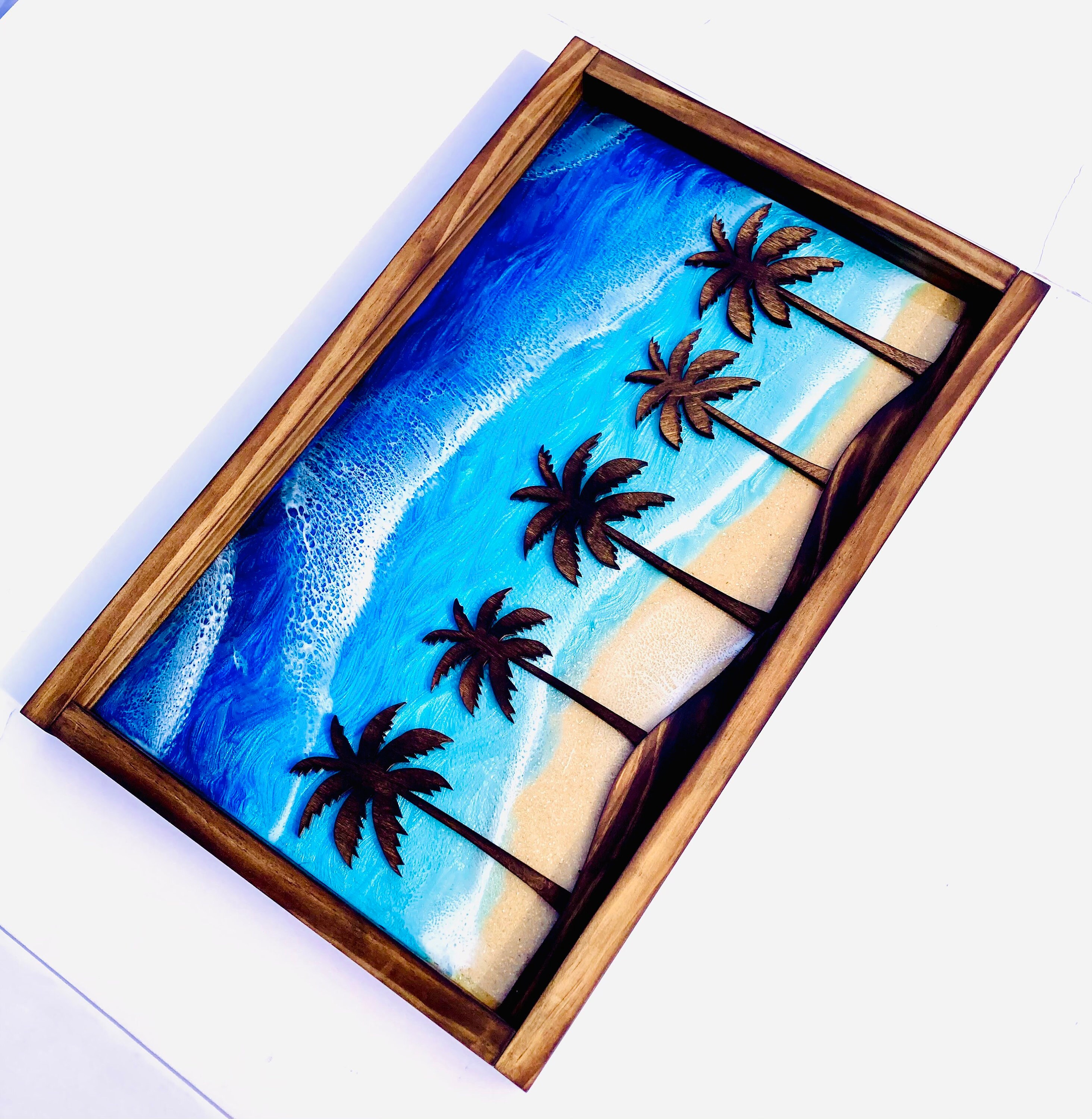 Palm Tree/ Resin/ Tropical/ Ocean/ Epoxy Resin/ Wall Hanging Etsy