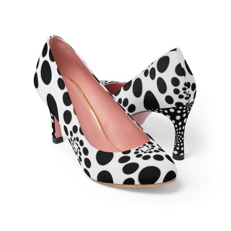 black and white polka dot pumps