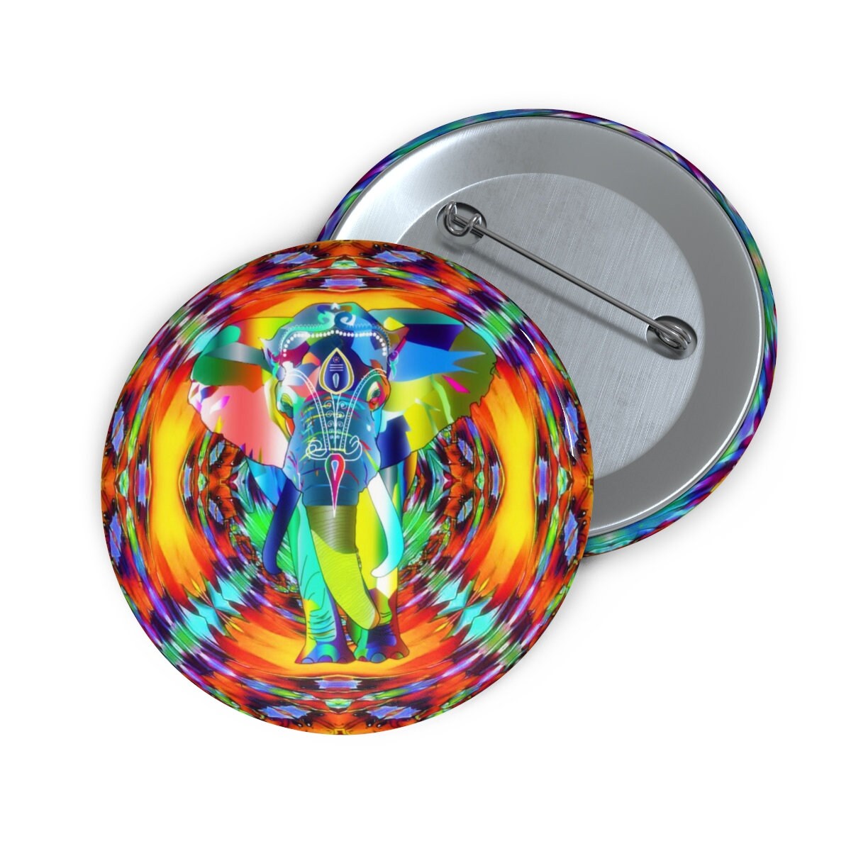 Pin Buttons Hippie Pin India Pin Elephant Pin Psychedelic Pin Etsy