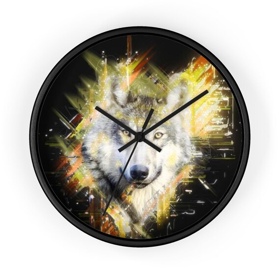 Wolf Wall Clock Grey Wolf Clock Wall Decor Wold Decor Home | Etsy