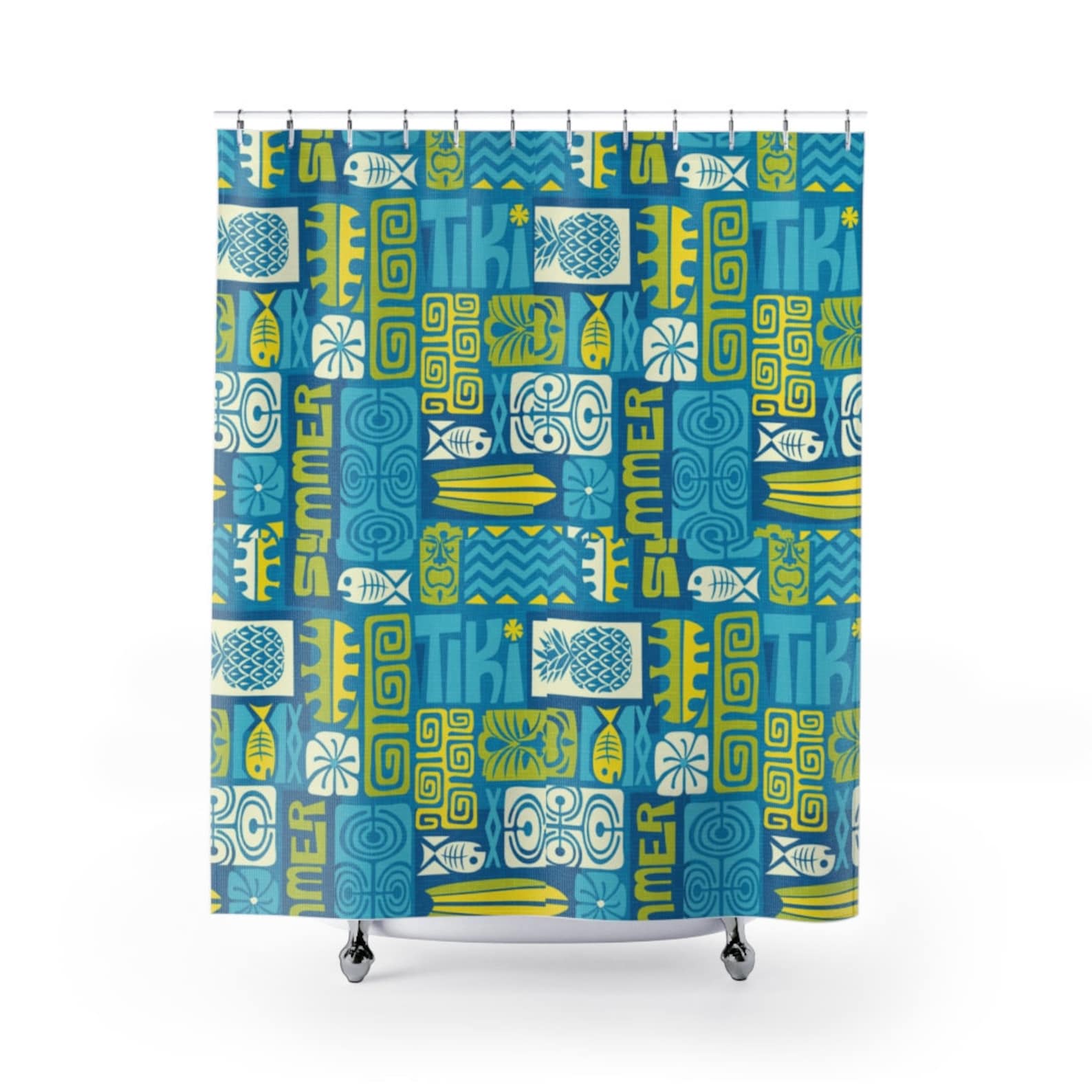 Tiki Shower Curtains Custom Made Tiki Bathroom Shower Curtain Etsy