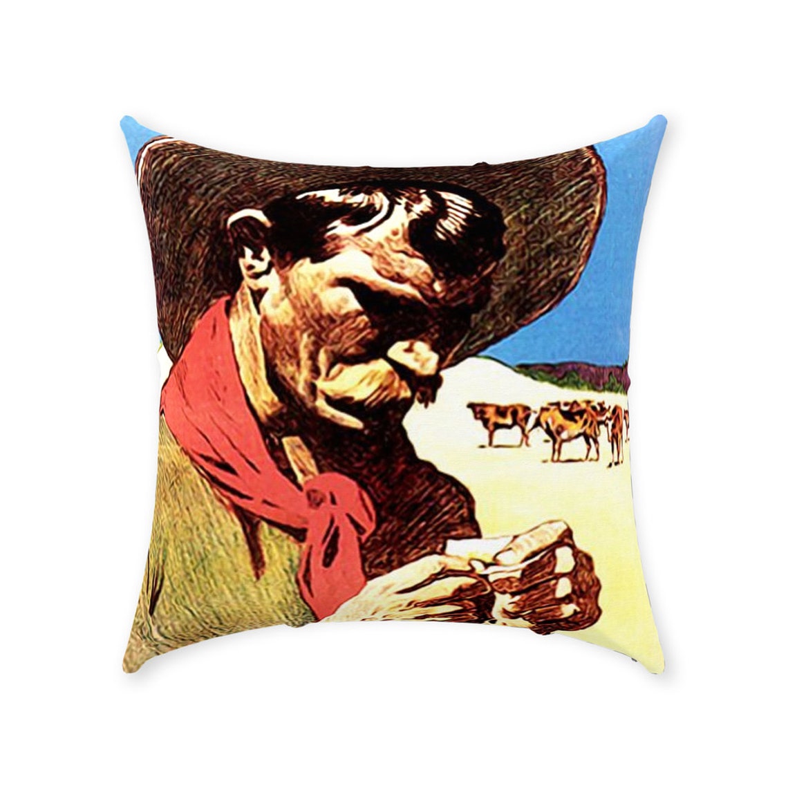 Cowboy Throw Pillows Cowboy Vintage Home Decor Vintage Pillow Etsy