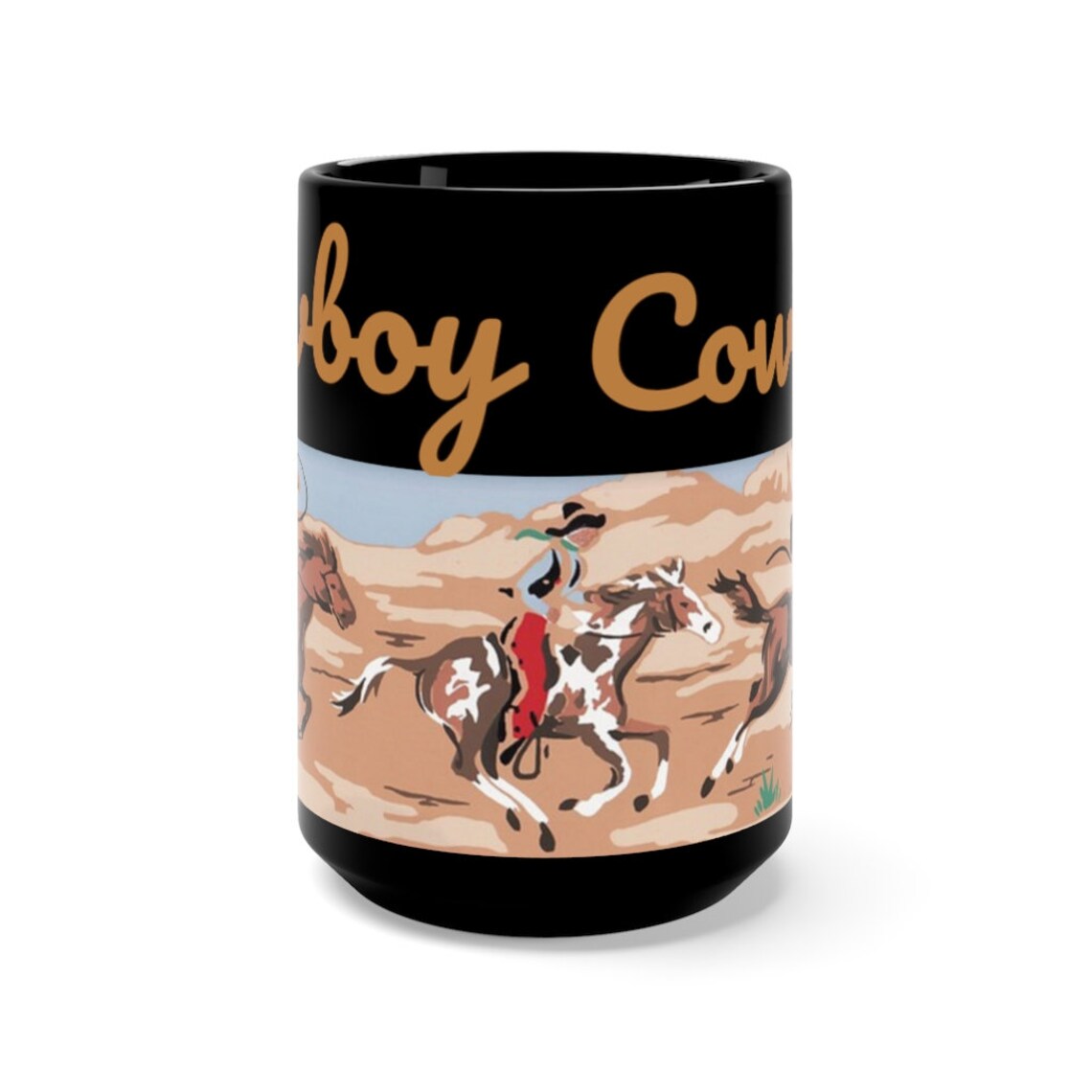 COWBOY Black Mug 15oz Western Decor Cowboy Coffee Cup Etsy