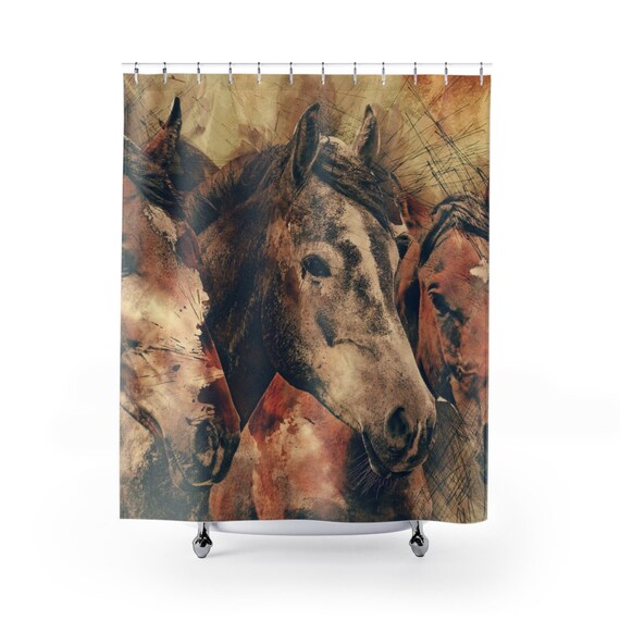 Horse Bathroom Shower Curtains Western Bathroom Shower Curtain Etsy