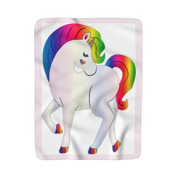 Arc En Ciel Licorne Doudou Sherpa Polaire Couverture Filles Etsy