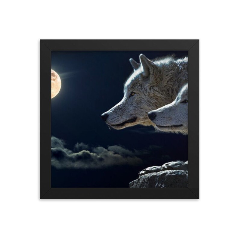 Wolf Wall Art Grey Wolf Home Decor Office Decor Custom Framed Etsy