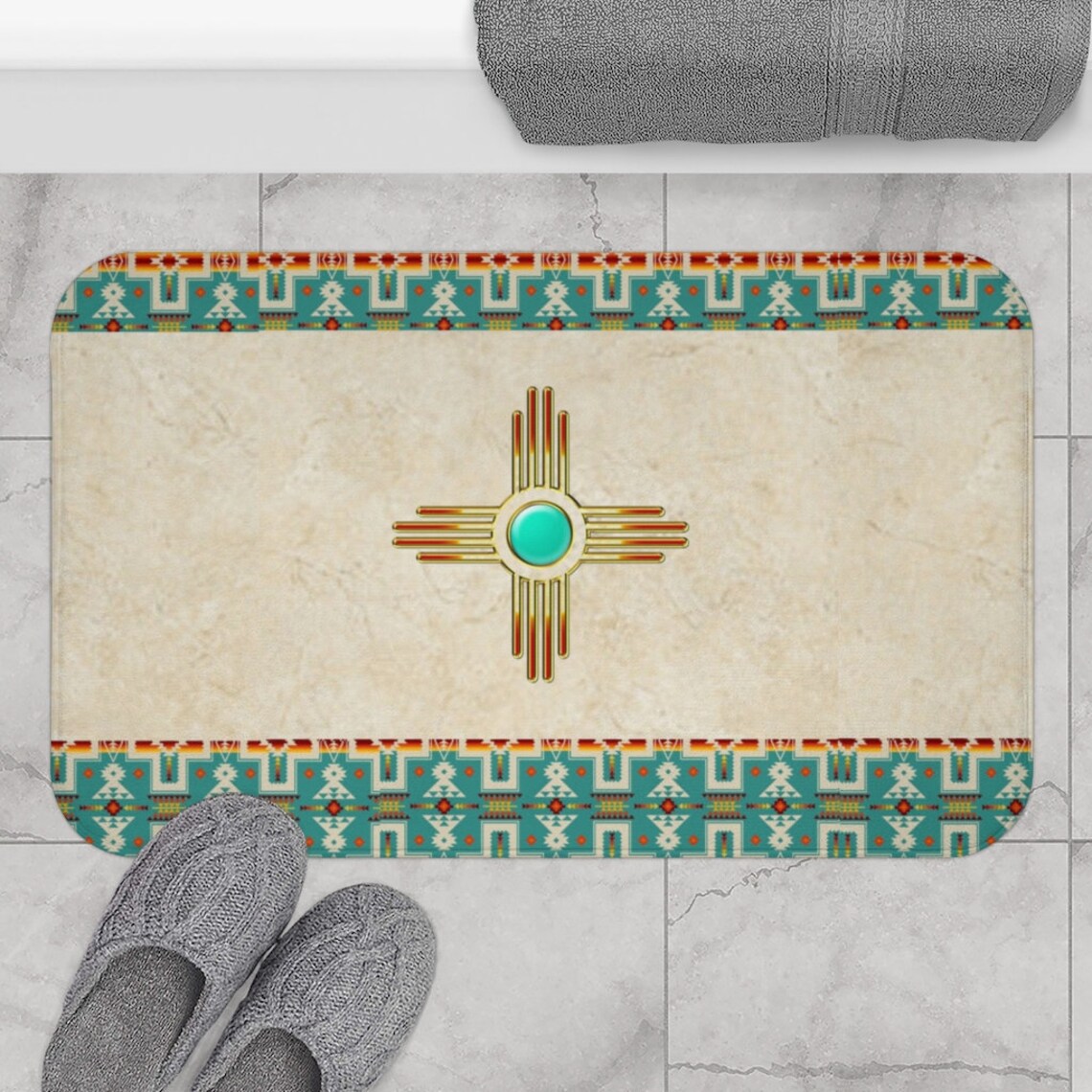 Southwest Bath Mat Native Sun Hecho a medida baño del suroeste Etsy