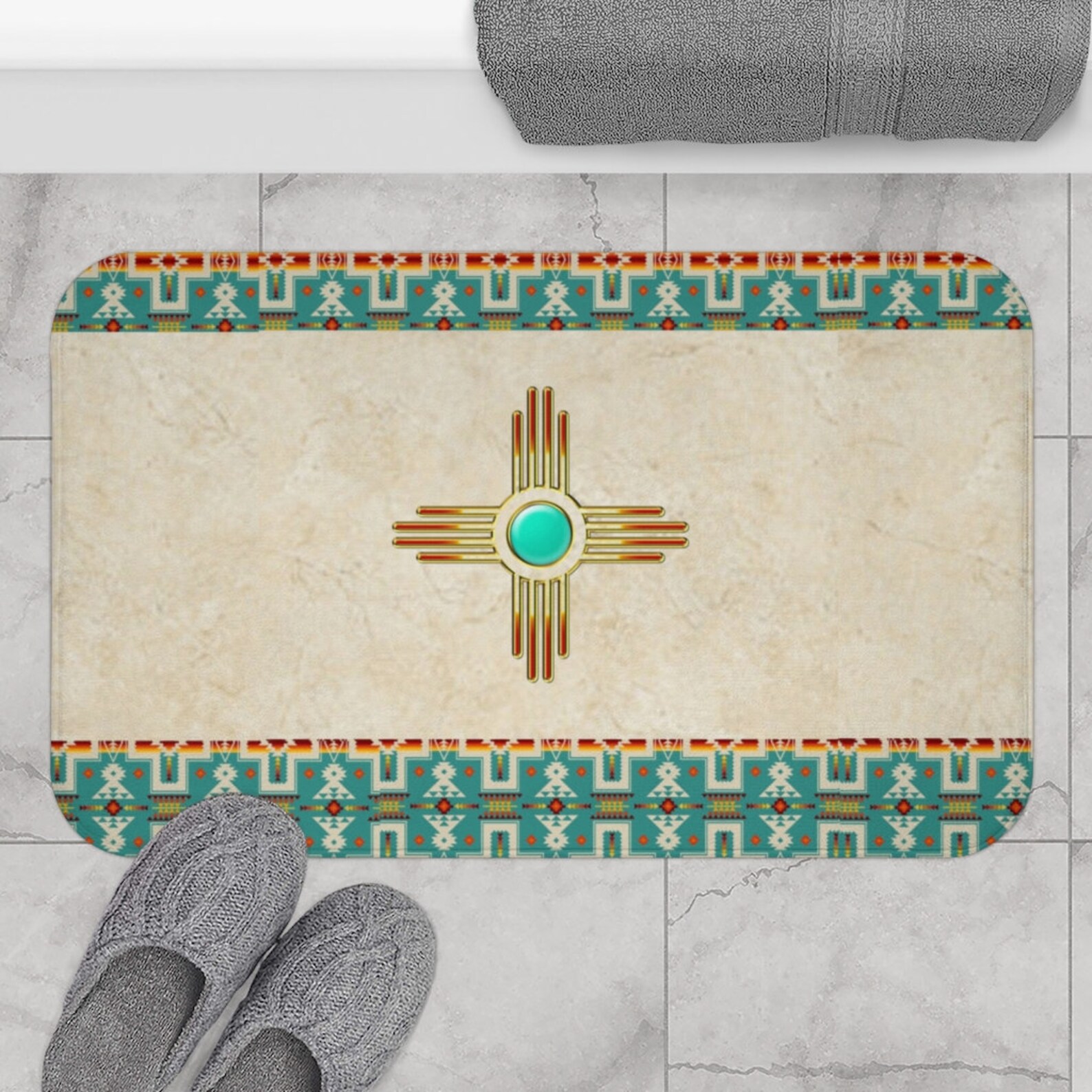 Southwest Bath Mat Native Sun Hecho a medida baño del suroeste | Etsy