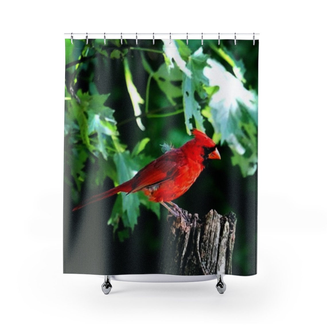 Red Cardinal Shower Curtains Red Cardinal Home Decor Red Etsy