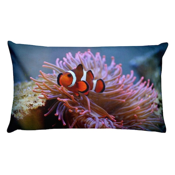 Anemone Throw Pillow Underwater Fish Pillow Ocean Life Sea Etsy