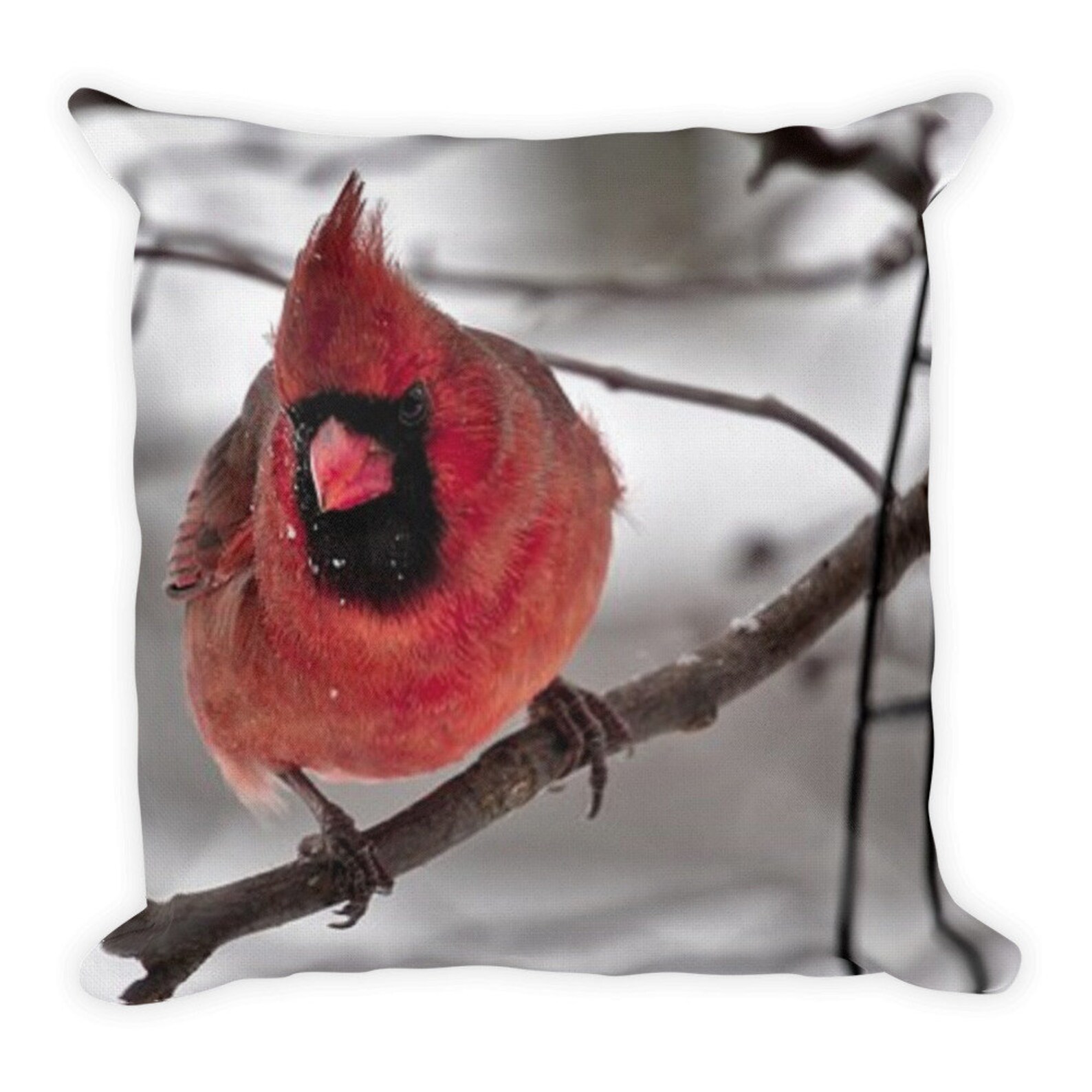 Red Cardinal Throw Pillow Premium Pillow Christmas Pillow Etsy