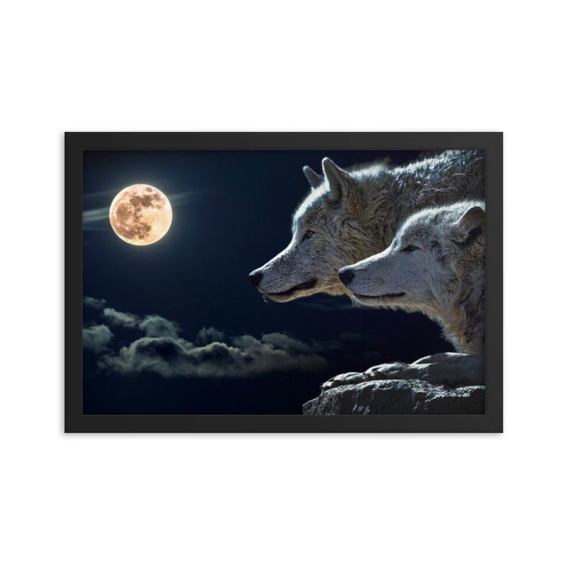 Wolf Wall Art Grey Wolf Home Decor Office Decor Custom Framed Etsy