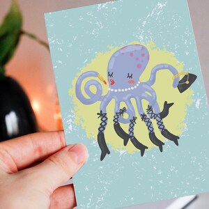 Partytier Geburtstagskarte | Lustige Oktopus Kunst