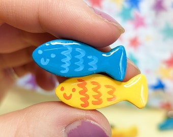 Goldfish Mini Clay Pin | Handmade Badge | Cute Kawaii Fish