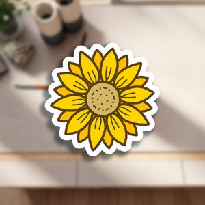 Mini autocollant tournesol | Vinyle imperméable | Sticker déco pour agenda/journal