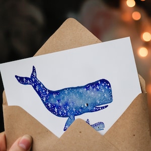 New Baby Card | Congratulations | New Parent | Cute Baby Whale Watercolour Card