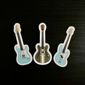 Gitaar Sticker Vinyl Fender Gibson Stratocaster ES333 Hollowbody Jazz Bass blink 182 Tom DeLonge Mark Hoppus