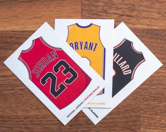 Basketball Jersey Stickers - Michael Jordan Chicago Bulls -Kobe Bryant Los Angeles Lakers - Damian Lillard Portland Trail Blazers