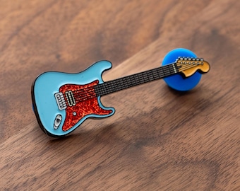 Daphne Blue Fender Stratocaster Red Pick Guard Guitar Soft Enamel Pin Collectible