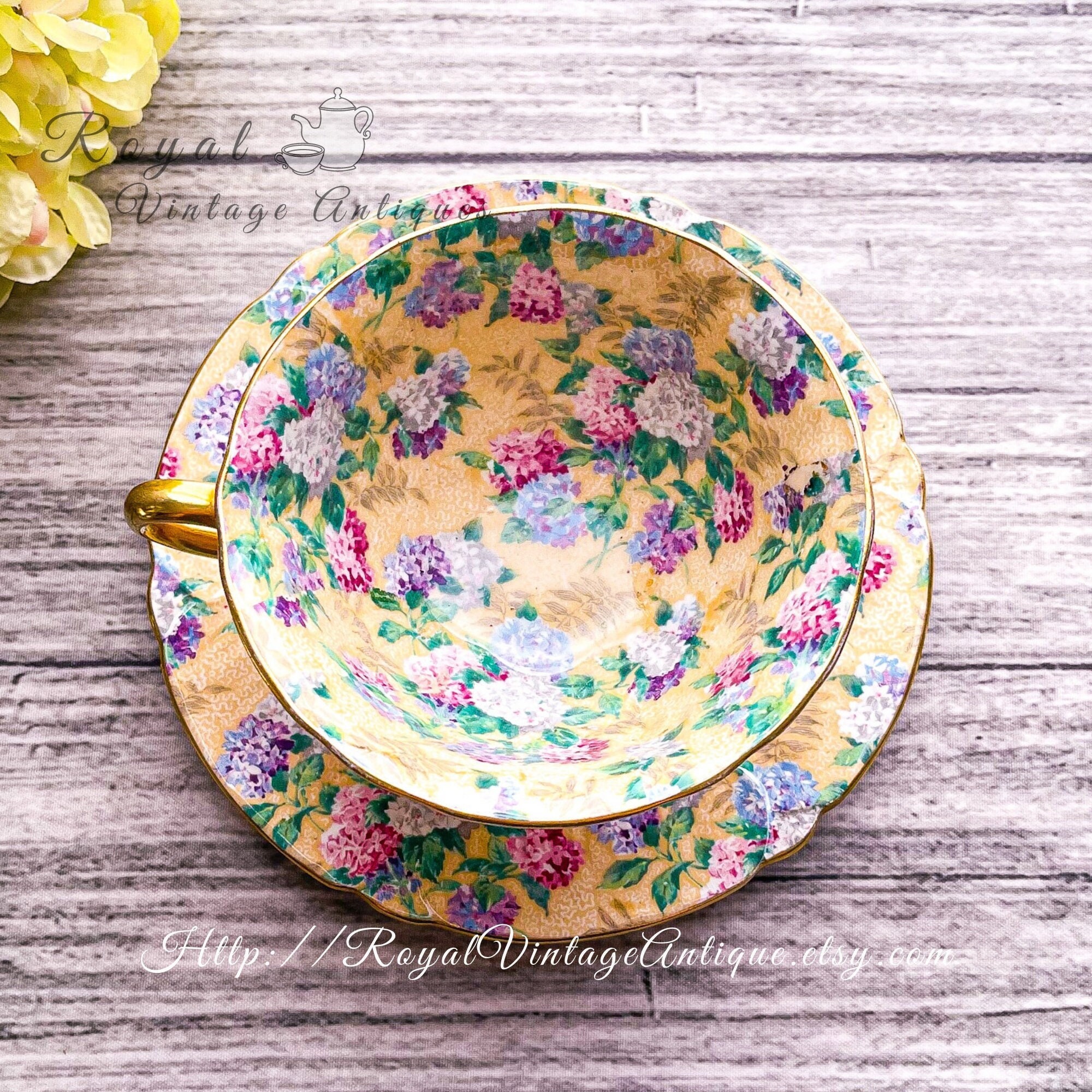Shelley Oleander Chintz summer Glory Tea Cup & Etsy
