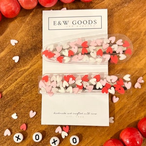 Clips para el cabello del corazón clips de San Valentín niñas accesorio para el cabello clips para el cabello de las mujeres regalo del Día de San Valentín accesorio de San Valentín resina corazón barrettes amor