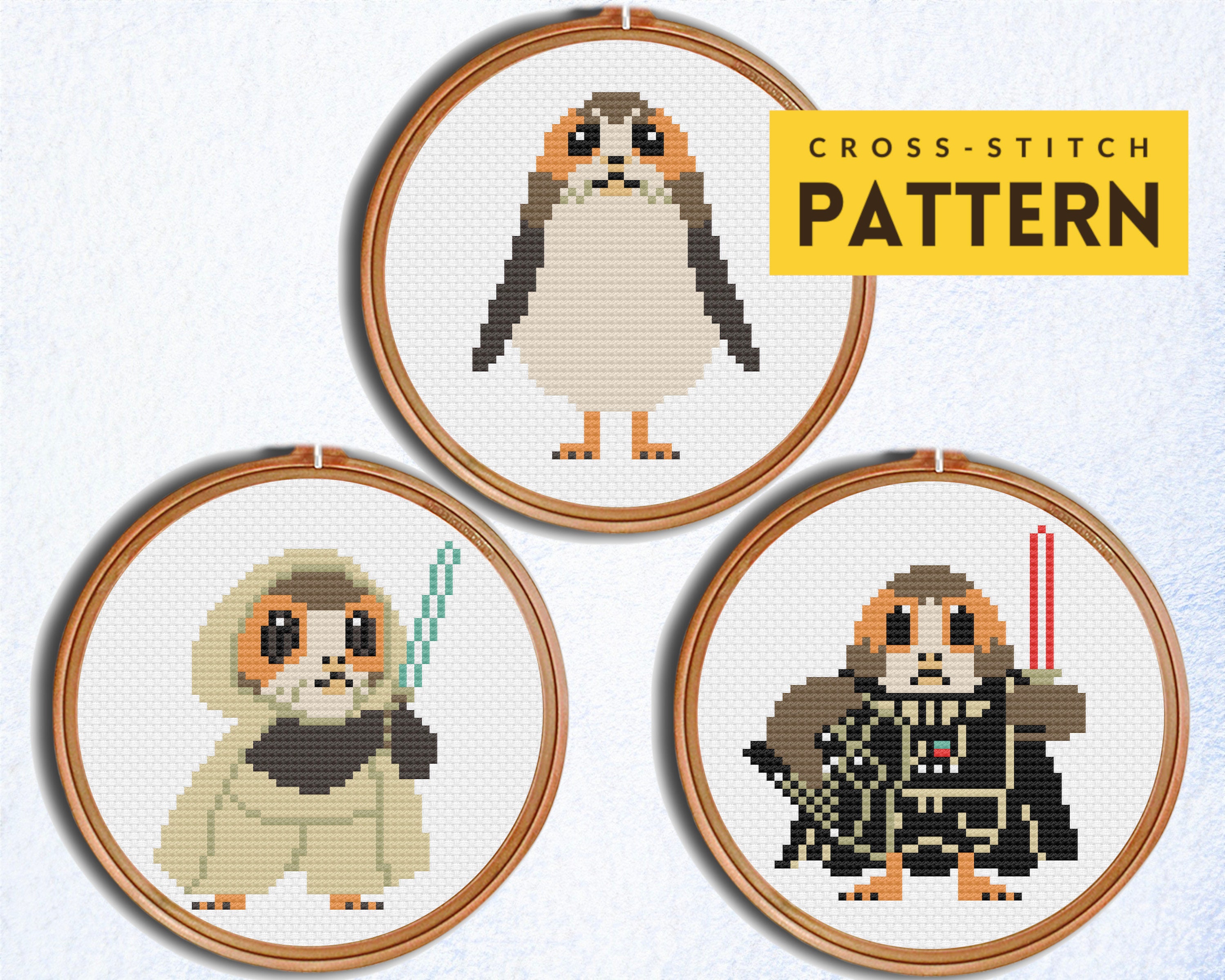 Cross Stitch Pattern Star Wars Star Wars Cross Stitch Pattern Jedi Darth Vader Porg Cross - Etsy UK