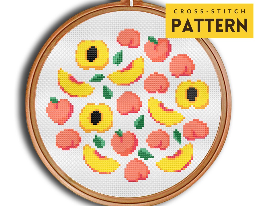 Peach Cross Stitch Pattern, Peach Sampler, Fruit Sampler, Kitchen Cross