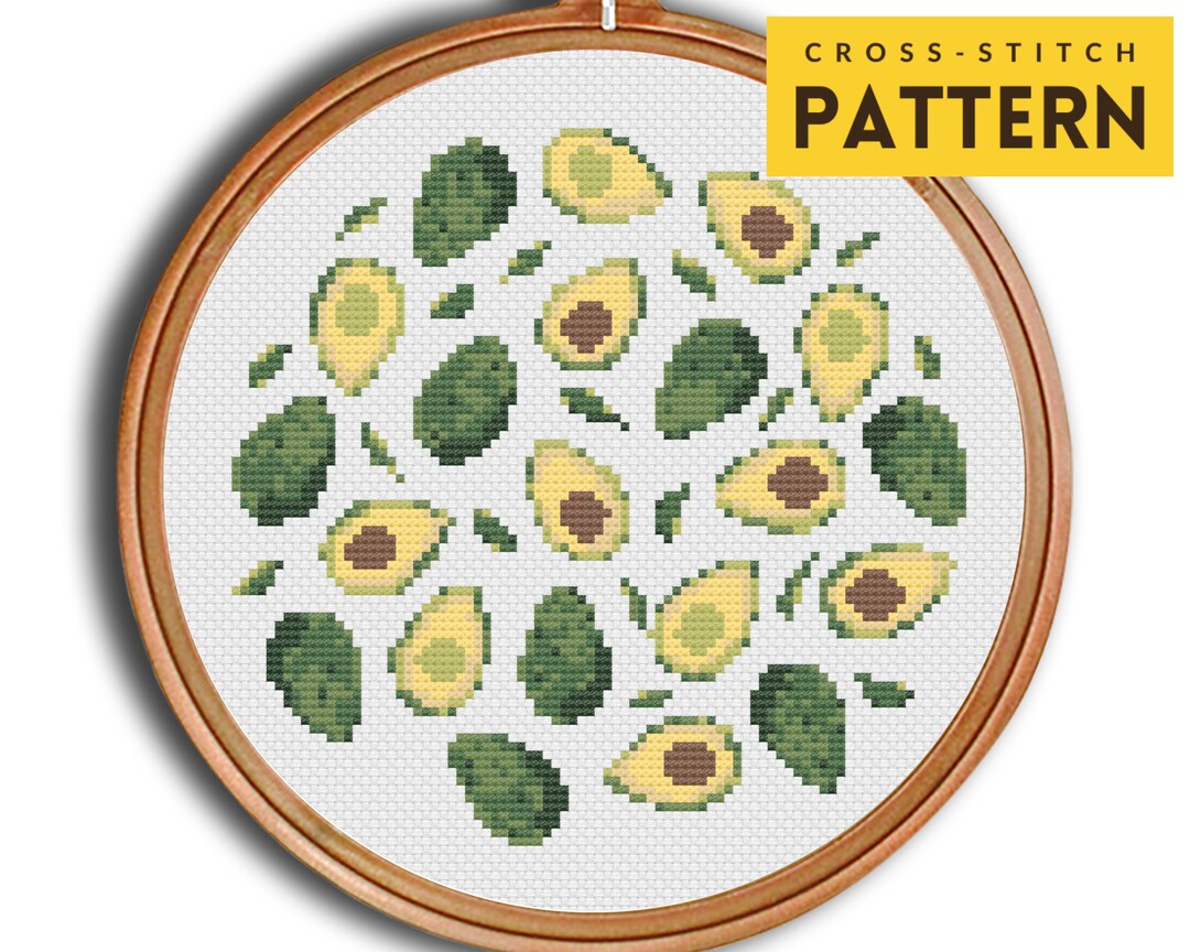 Avocado Cross Stitch Pattern Avocado Sampler Fruit Sampler Etsy