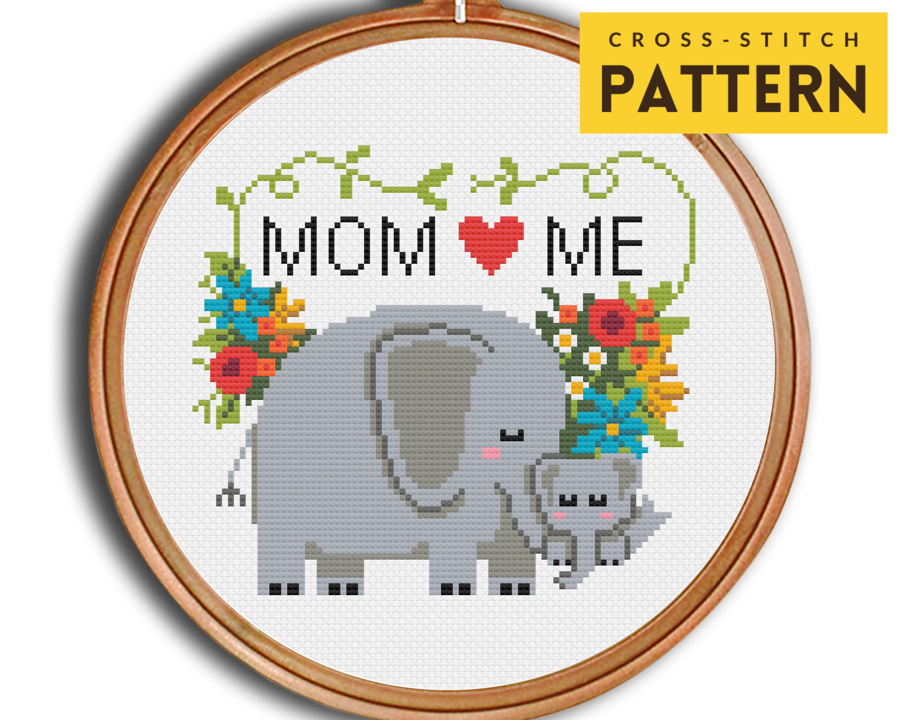 Mom Cross Stitch Pattern Elephant Cross Stitch I 3 Mom - Etsy