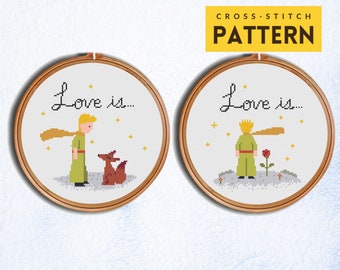 Le Petit Prince Cross stitch patterns, Little Prince Cross Stitch Pattern, PDF instant download, Love Is, Modern Design Wall Decor