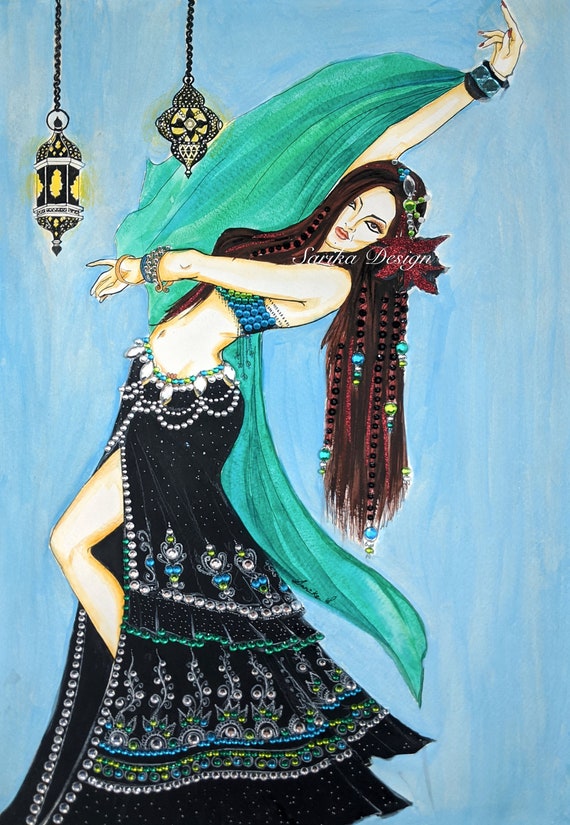Original, Belly Dancer, Sexy, Original, Sketch, Painting, Drawing, Jewelry,  Woman, Beautiful Lady, Art - Etsy