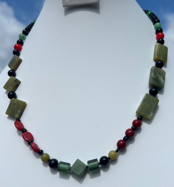 24” Handmade Unisex Juneteenth Inspired Beaded Necklace