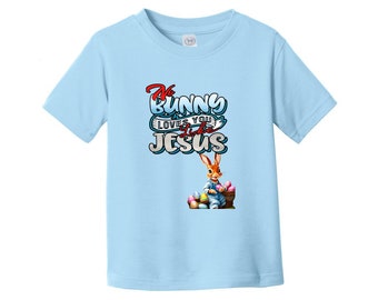 Ningún conejito te ama como Jesús con conejito y huevos - Jesús me ama - Envío gratis - Camiseta de jersey fino para niños pequeños