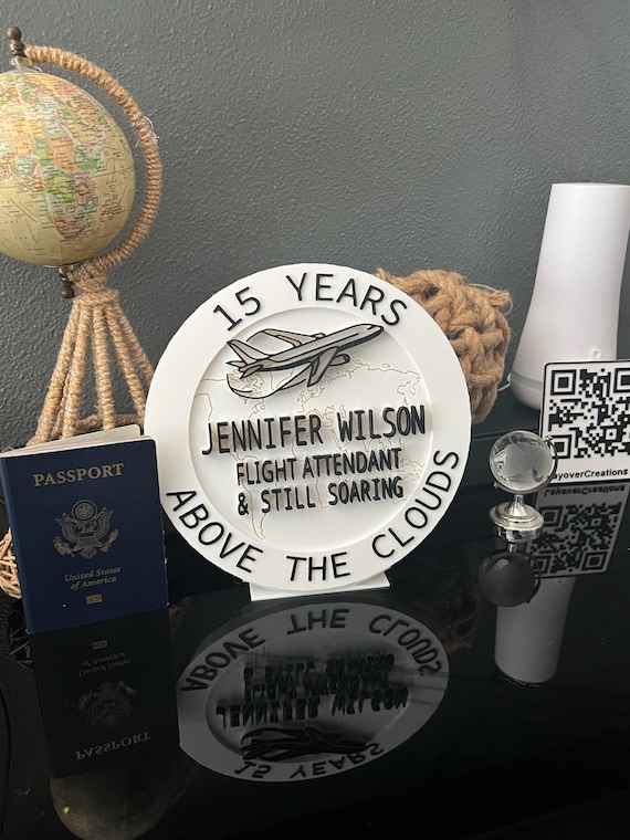 Personalized Aviation Plaque – Flight Attendant, Pilot, Crew Milestone Gift